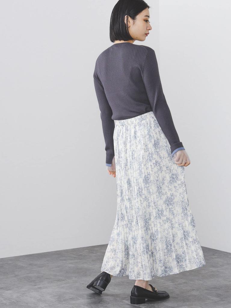 Skirt Toile De Jouy Poppy Pleated Skirt FREE [Beams Heart] Women's OFF_WHT