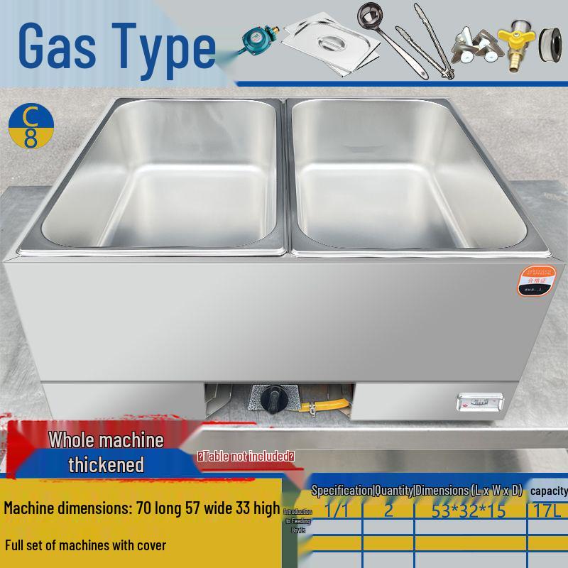 Commercial Gas-Powered Countertop Warming Table with Soup Pot for Fast Food Stalls