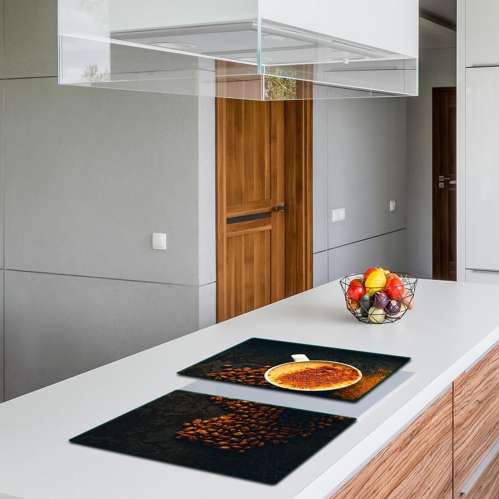 2x GLASS PROTECTIVE PLATE FOR STOVE 40x52 COFFEE