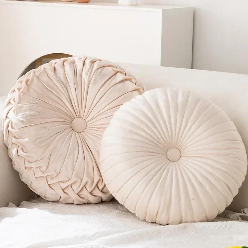 Nordic Ins Pumpkin Pillow Round Pillow Pink Seat Cushion Waist Pillow Living Room Sofa Homestay Decoration Wheels PuTuan