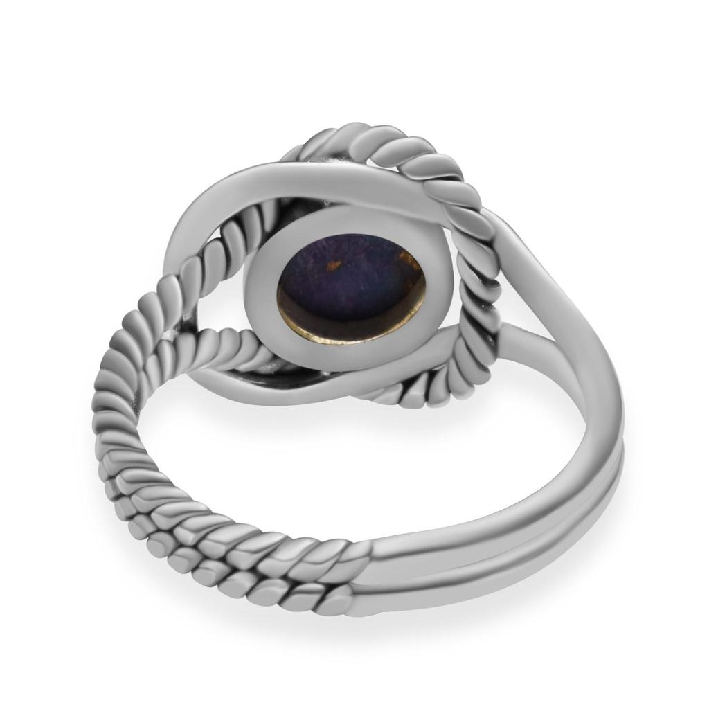 Natural Purple Turquoise 925 Sterling Silver Twisted Rope Split Shank Rings For Women & Girls