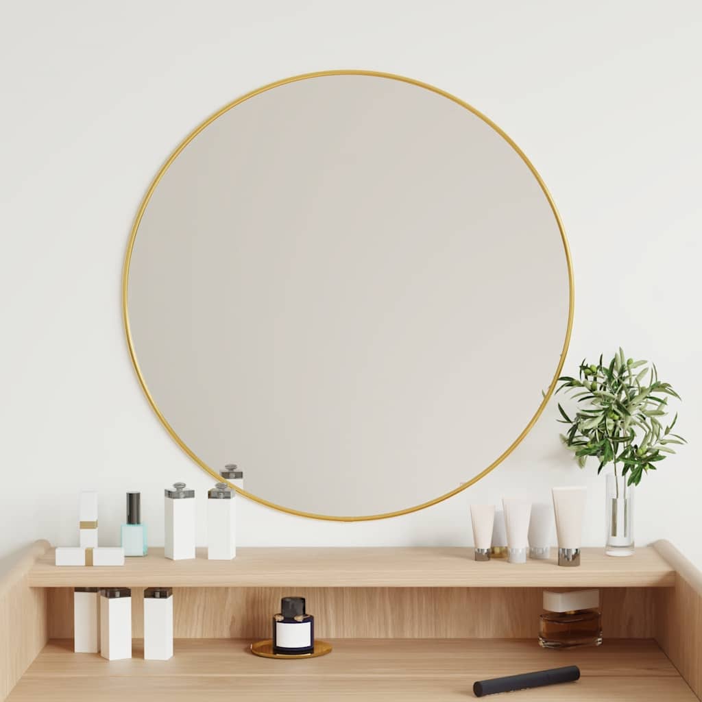 Vidaxl Wall Mirror, Gold, Ø 60 Cm, Round
