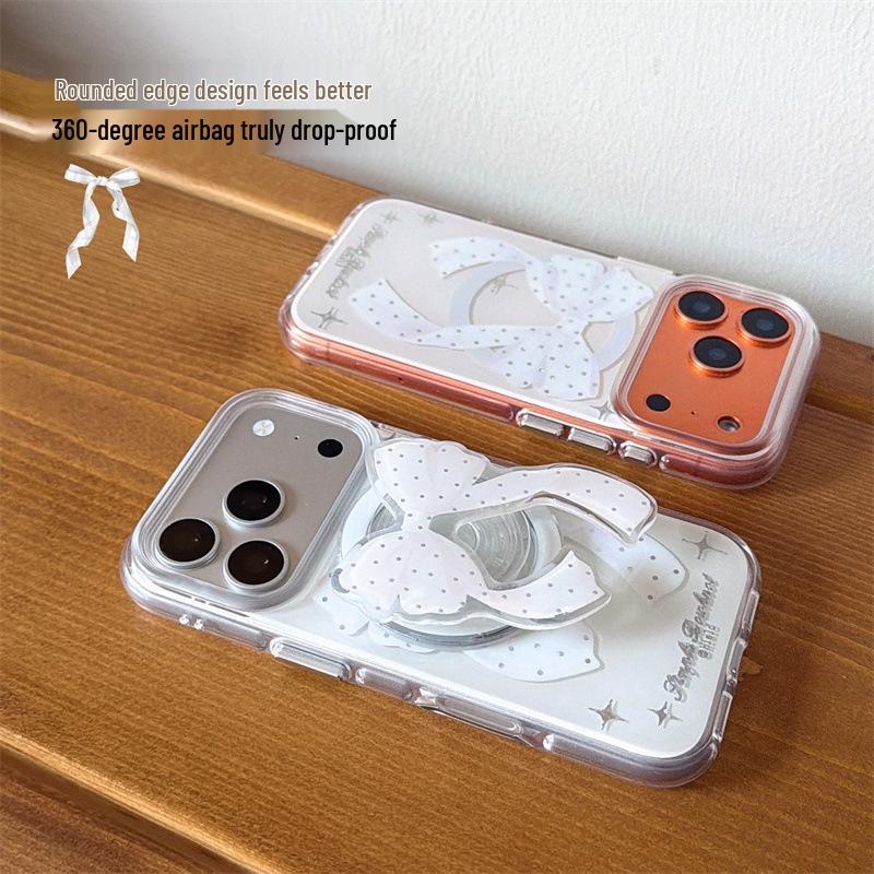 Luxury Rhinestone Bow Magnetic Phone Case for iPhone 17/16 Pro Max/15/14