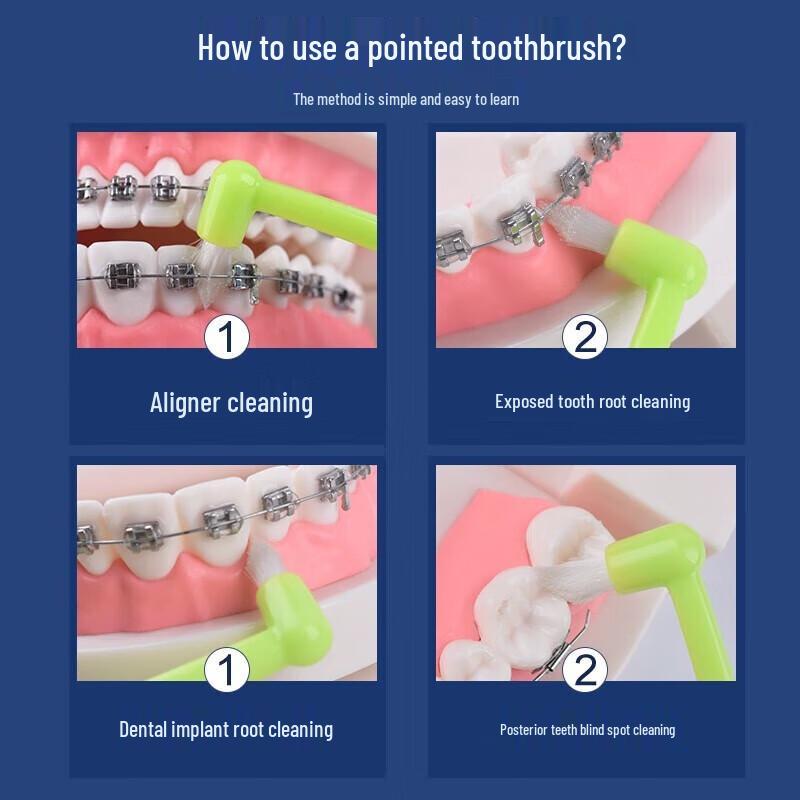 Little Deer Mom Orthodontic Single Tuft Toothbrush (6-Pack)