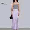 Spring Summer Maxi Skirt Women High Waist Silky Texture Long Skirt Solid Color Smooth Satin Fishtail Long Skirt