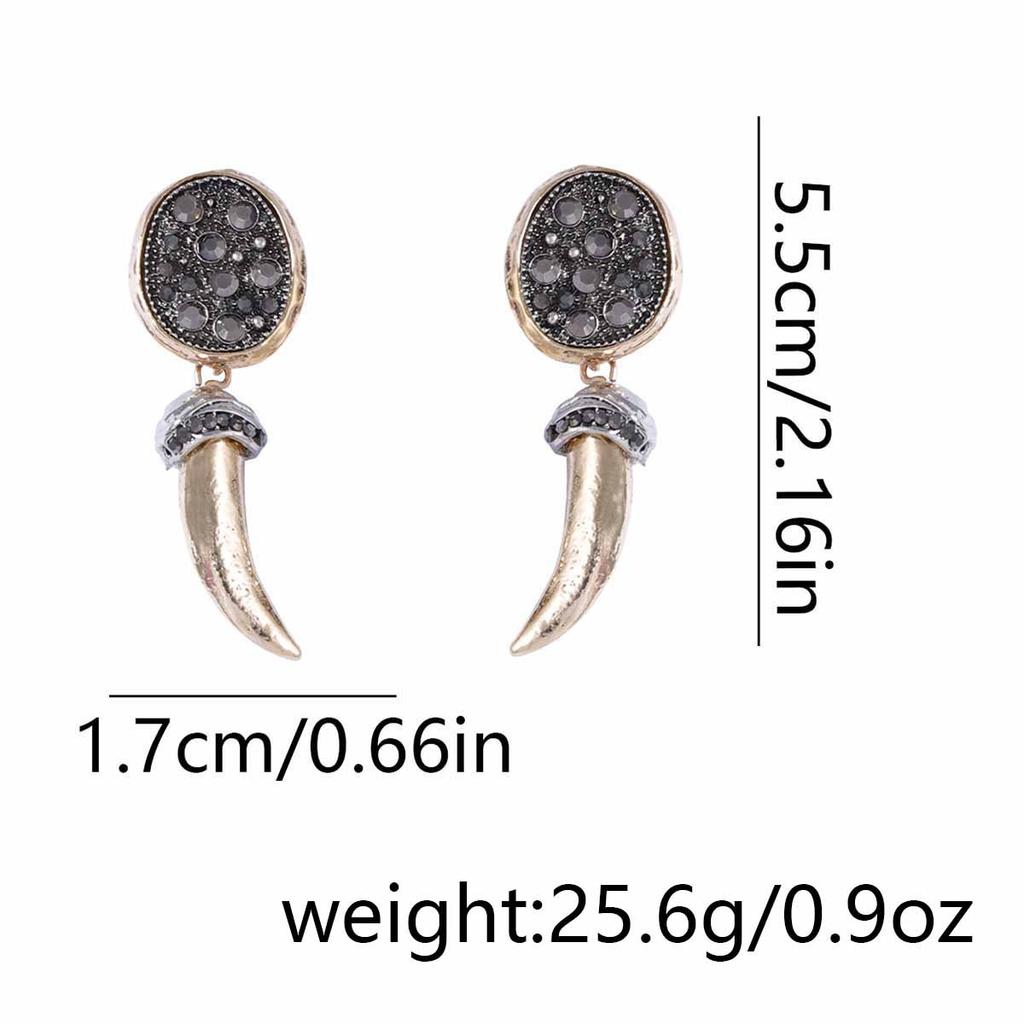 ZAA Vintage Metal Wolf Tooth Pendant Necklaces for Women Fashion Holiday Party Zircon Gifts