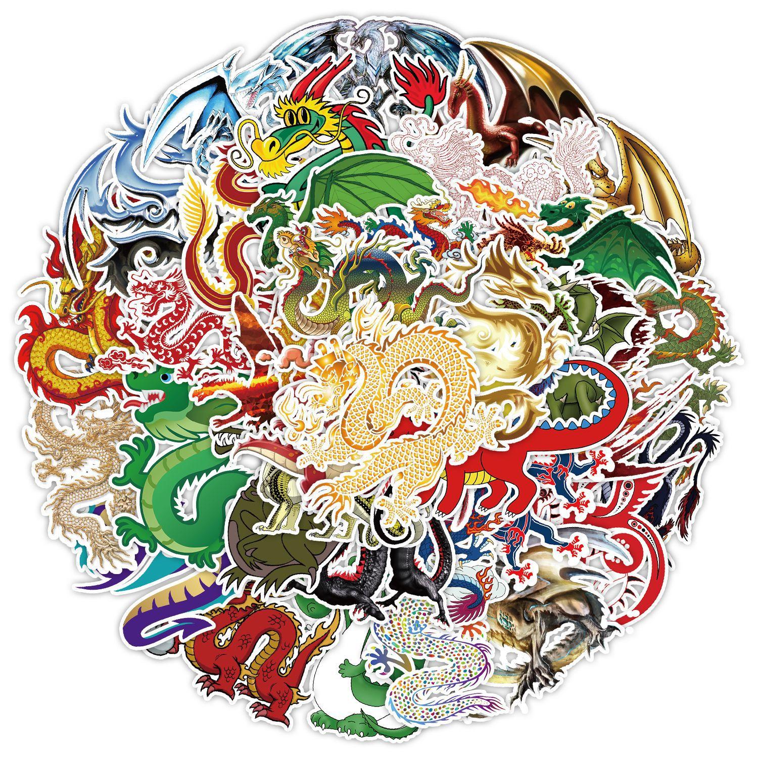 

50 наклеек граффити Шэньлун, наклейки для украшения мобильного телефона, стакана для воды, компьютера, водонепроницаемые креативные наклейки для заметок от руки