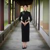 Elegant Black Cheongsam 2025: New High-End Embroidered Design for Ladies' Daily Wear