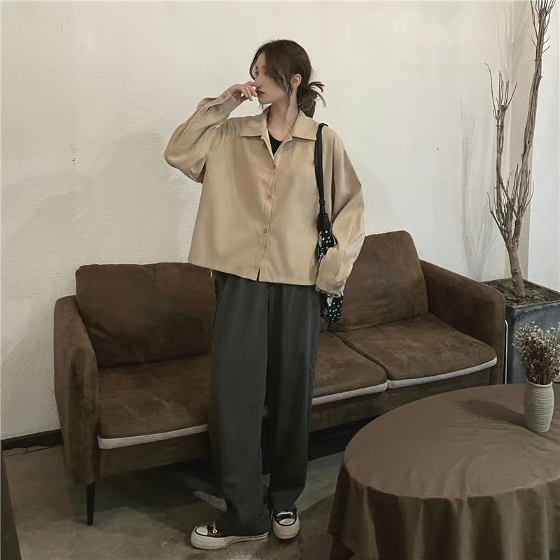Retro Hong Kong Style Shirt Jacket Autumn Ladies French Design Sense Niche Short Section Long-sleeved Tops