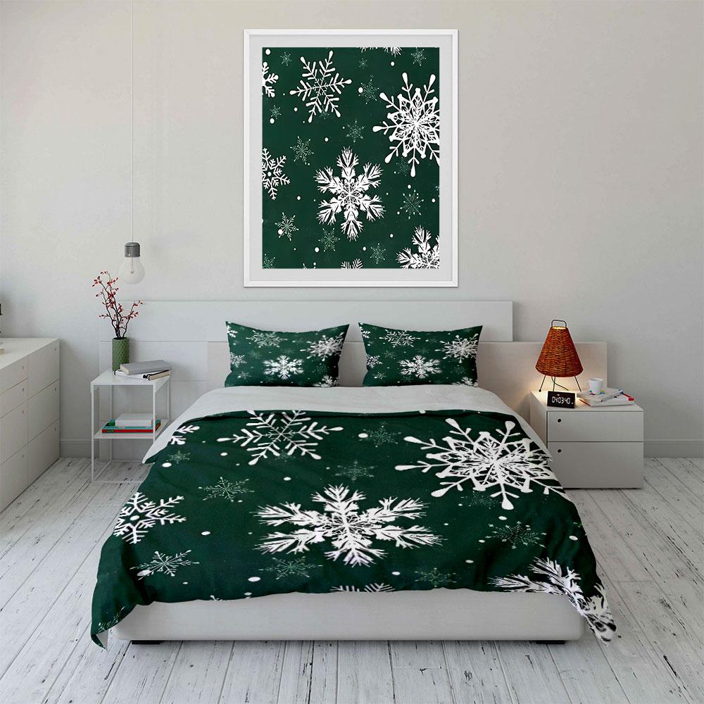 Snowflake-Themed Three-Piece Winter Set Kid'S And Adults' Bedroom Decor, Exquisite Three-Piece Bedding Set Gift