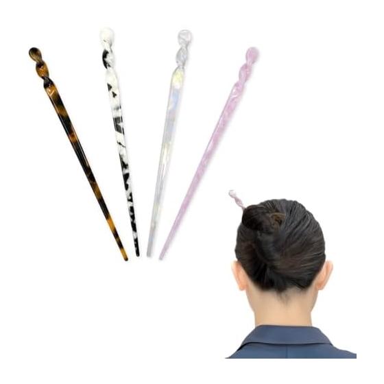 4-Piece Hair Stick Set, Marble Pattern, Single Prong Hairpin, Kanzashi, Everyday Wear, Yukata, Hair Accessories, Hair Clips, Hair Ornaments, Japanese