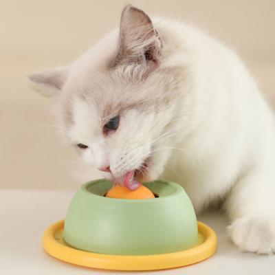 Tigela de Lamber para Pets Divertida Alimentador Lento com Bola Giratória Bola de Lamber para Gatos Dispensador de Petiscos Líquidos Tigela de Lamber Antiderrapante