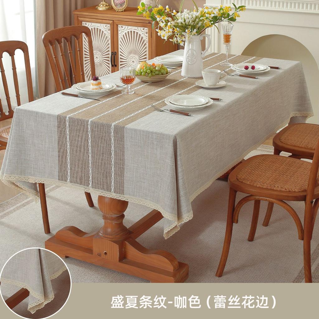 Embroidery Explosion Amazon Household Wear-Resistant Table Cloth Plant Flower Small Fresh Decorative Rectangular Table Cloth