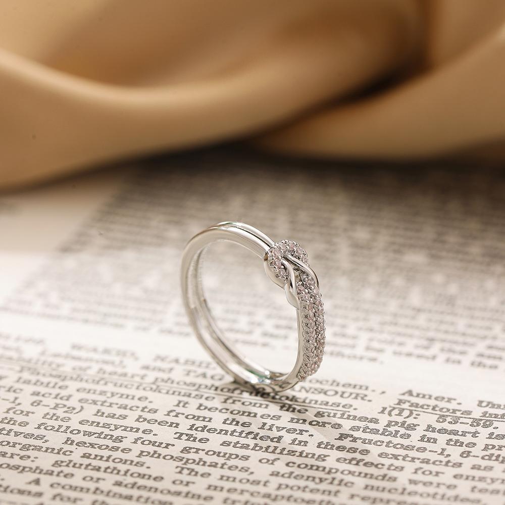 Jednoduché dvouvrstvé geometrické uzlové párové prsteny Luxusní lesklý zirkon Zásnubní svatební šperky Doplňky