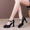 FHC New Cowhide Leather Office Lady Work Shoes,Women Platform Pumps,Rhinestone Bowtie High Heels,Round Toe,Black,Blue,Dropship