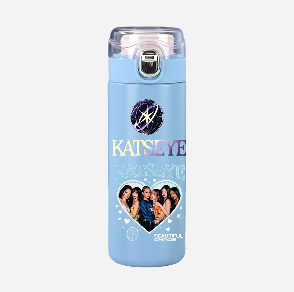 400Ml Water Bottle Anime Cartoon KATSEYE Printed Thermos Cup Portable Stainless Steel Outdoor Sports Water Cup Children Kid Gift