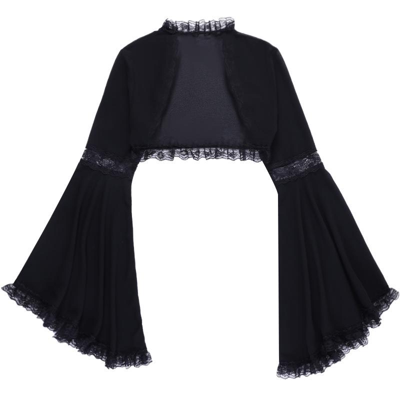 Dark Spring/Summer Lace Bell Sleeve Casual Black Cardigan Top