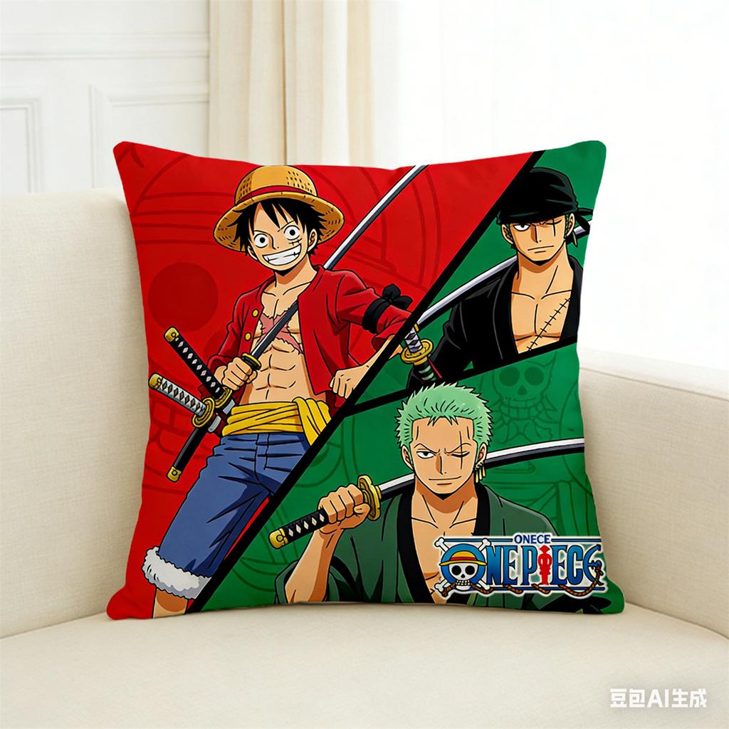 One Piece Pillow Cover Anime Fan Favorite Character Print Decorative Pillowcase for Bedroom Living Room and Anime Enthusiasts