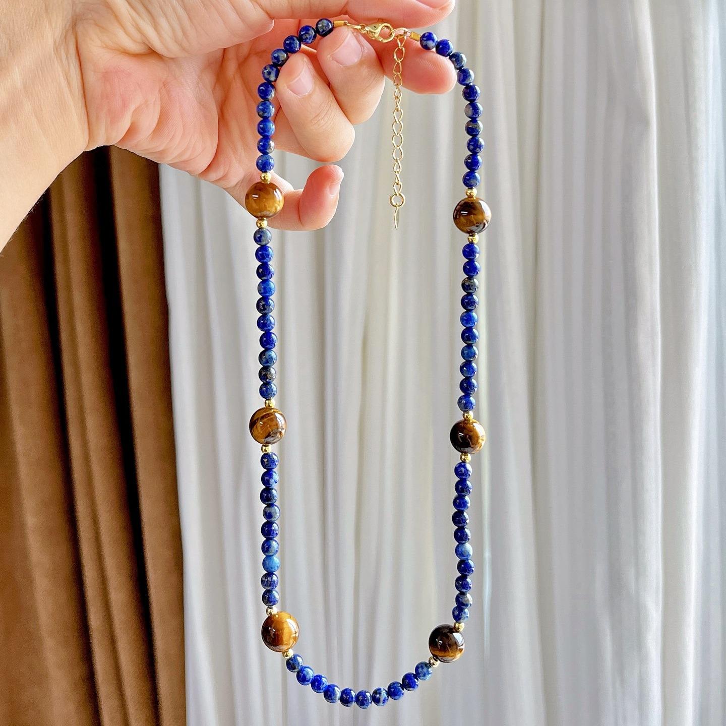 

Maillard Vintage High Quality Natural Lazuli Tiger S Eye Gypsy Star Design Clavicle Chain Necklace