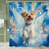 Funny Cat Dog Shower Curtain Cartoon Animals Oil Painting Style Polyester Washable Shower Curtains Bathroom Decor With Hooks