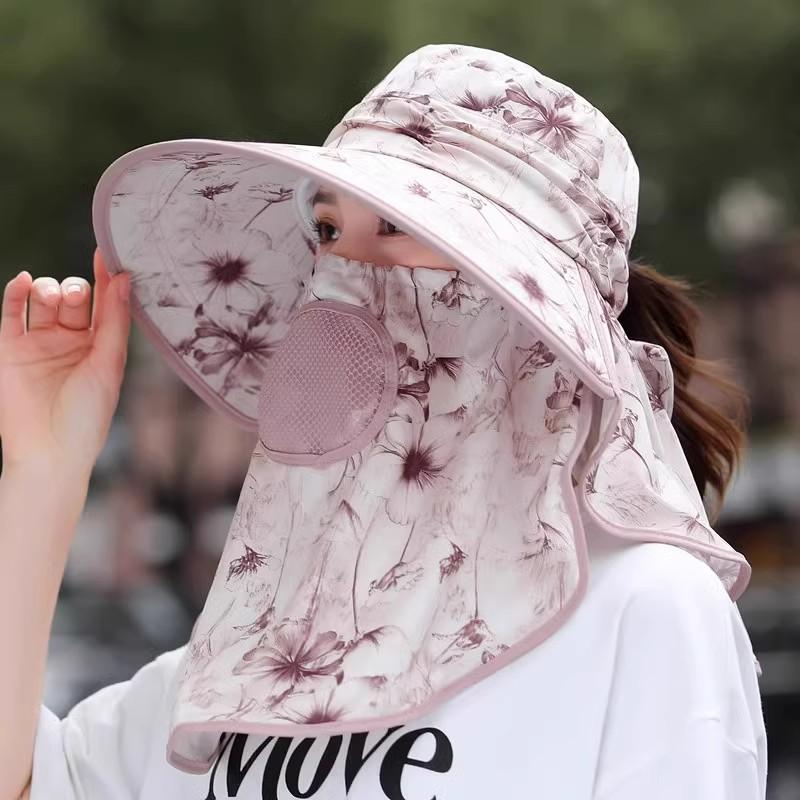 Wide-brimmed Sun Hat for Women, Summer Outdoor Sun Protection Face-shielding Hat, Fashionable, Breathable, Thin Tea-picking Hat, Cycling Hat