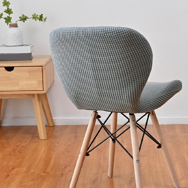 Polars Fleece Fabric Butterfly Chair Cover Stretch Solid Color Curveds Seat Cover Washable Dining Chairs Slipcover