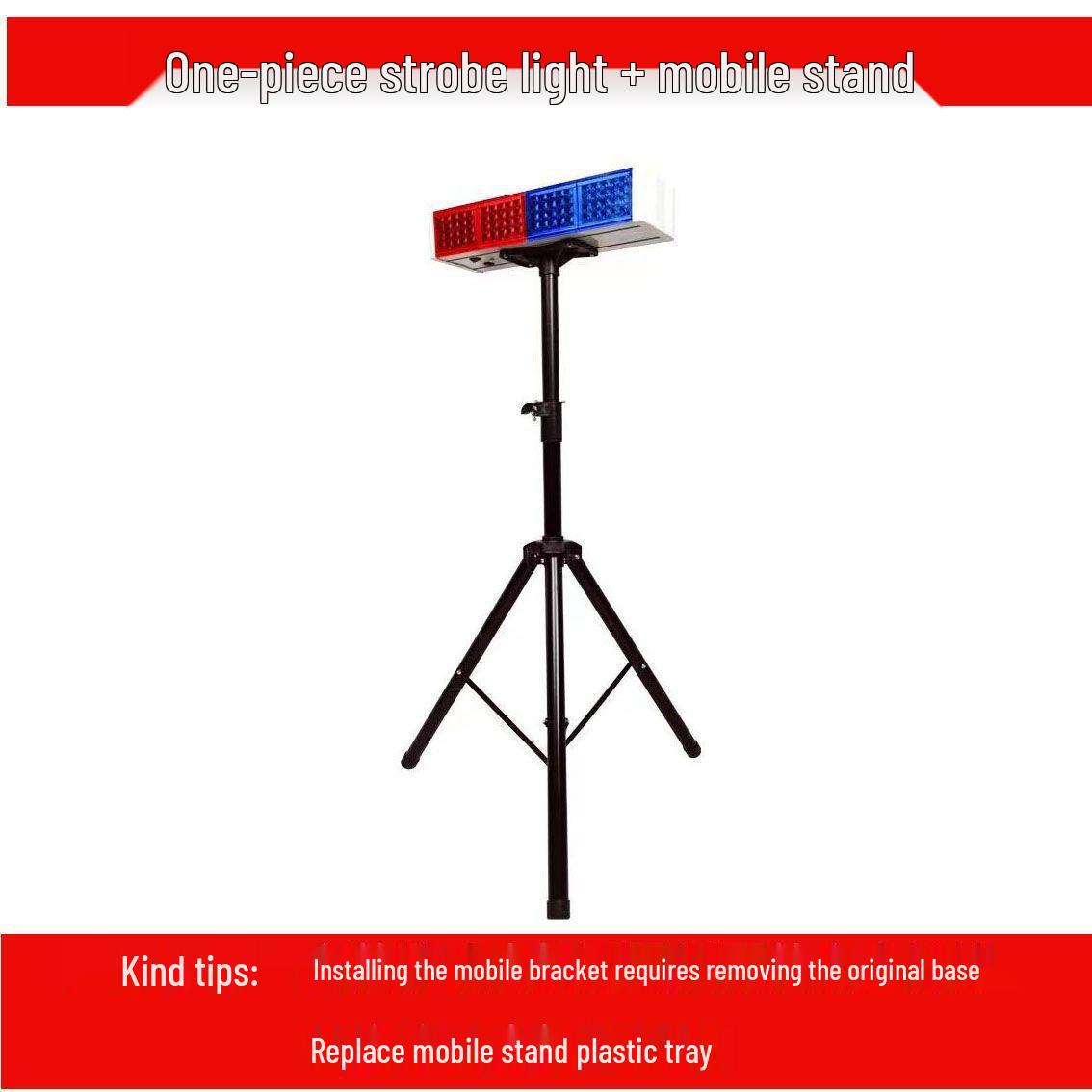 Solar Dual-Sided Red/Blue Warning Strobe Light with Bracket for Construction Integrated Strobe Light + Mobile Bracket