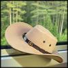 White Fang Western Cowboy Hat with Turquoise Blue Belt for Outdoor and CZA353 Use, Men's Women's, (Brown)