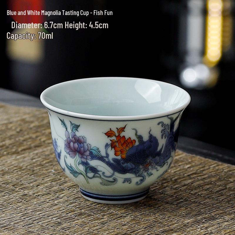 Dehua Ceramics Retro Blue & White Kung Fu Tea Cup - Exquisite Small Scent Tasting Cup for Guests