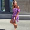 European and American women's clothing 2026 summer new sweet and spicy wind bubble sleeves floral high-waisted lotus leaf edge suspender dress