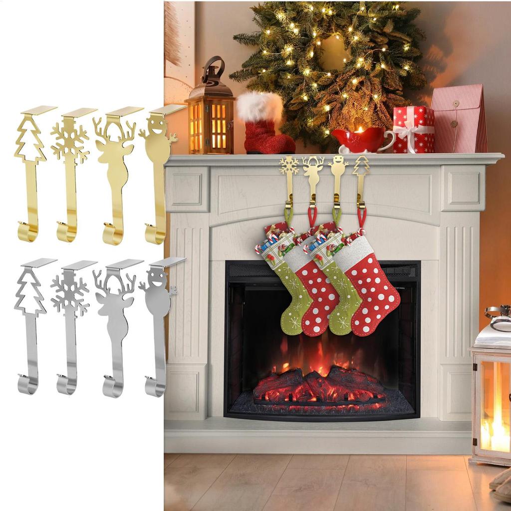 Christmas Stocking Hangers 4 Pieces Heavy Duty Non-Slip Christmas Ornaments Clips Garland Hanger Stocking Holders For Home