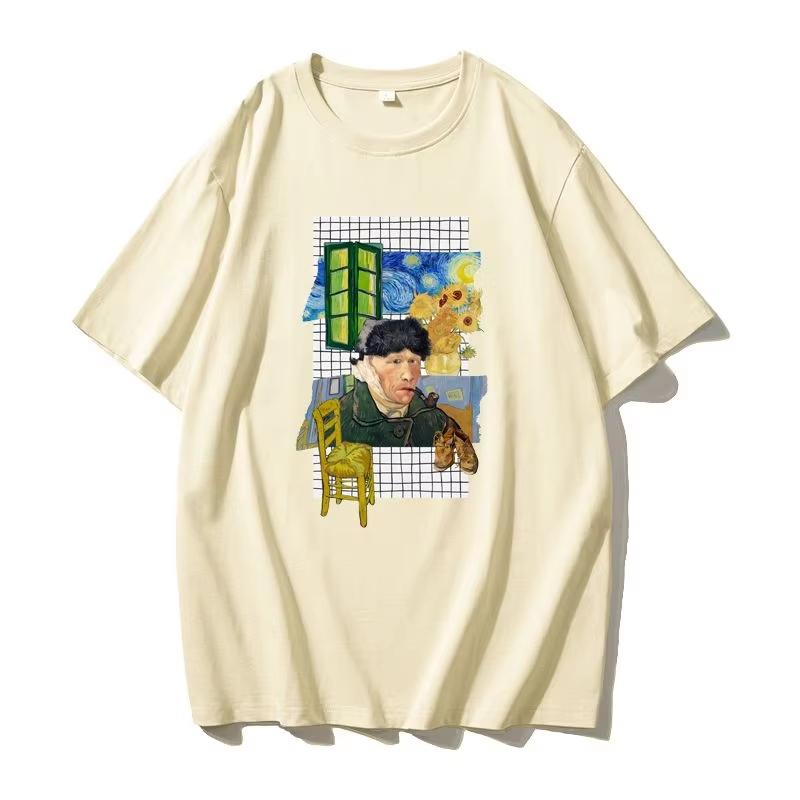 Self-portrait Funny Art To The Sun T-shirt Retro Vintage Men's and Women's Loose Cotton Short Sleeves Kawaii  Vintage Clothes