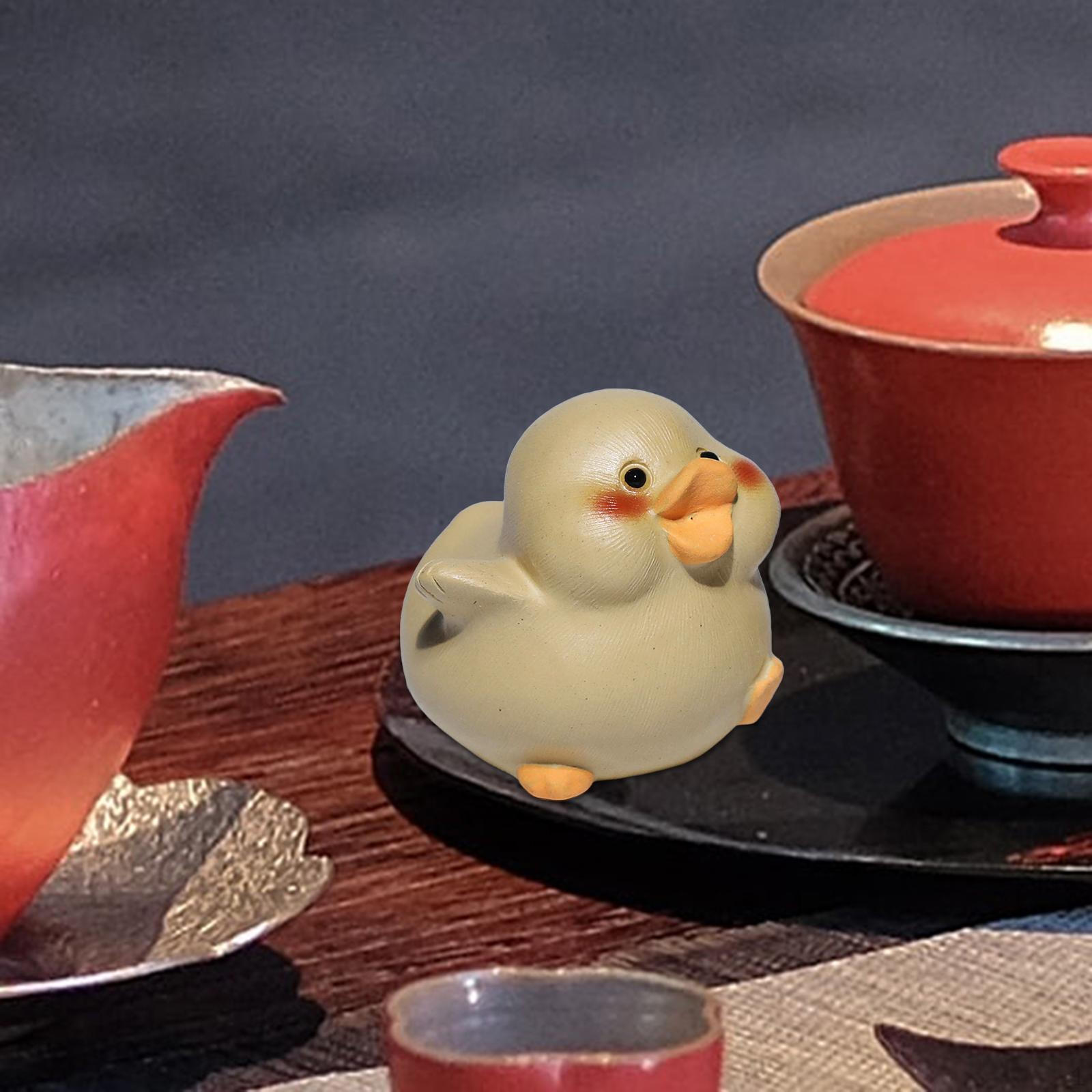 

Утка Чайный питомец Орнамент Глина Декоративное ремесло Искусство Фигурка животного Скульптура для Подарка Книжная полка