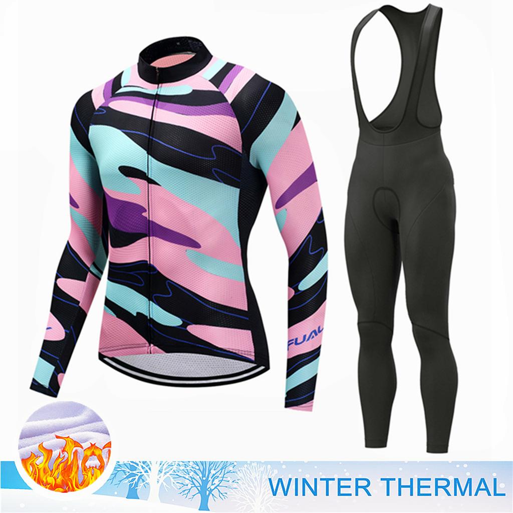 Winter Thermal Fleece Cycling Jersey Set Top MTB Bike Outdoor Men's Road Bicycle Clothing Long Sleeves Shirt Uniform