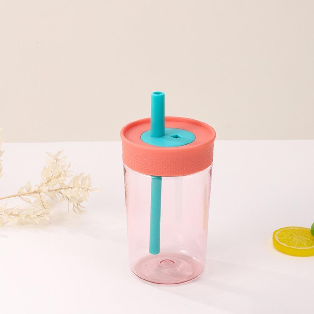 Plastic Water Bottle with Lid and Straw Coffee Mug Kawaii Coffee Cups  Water