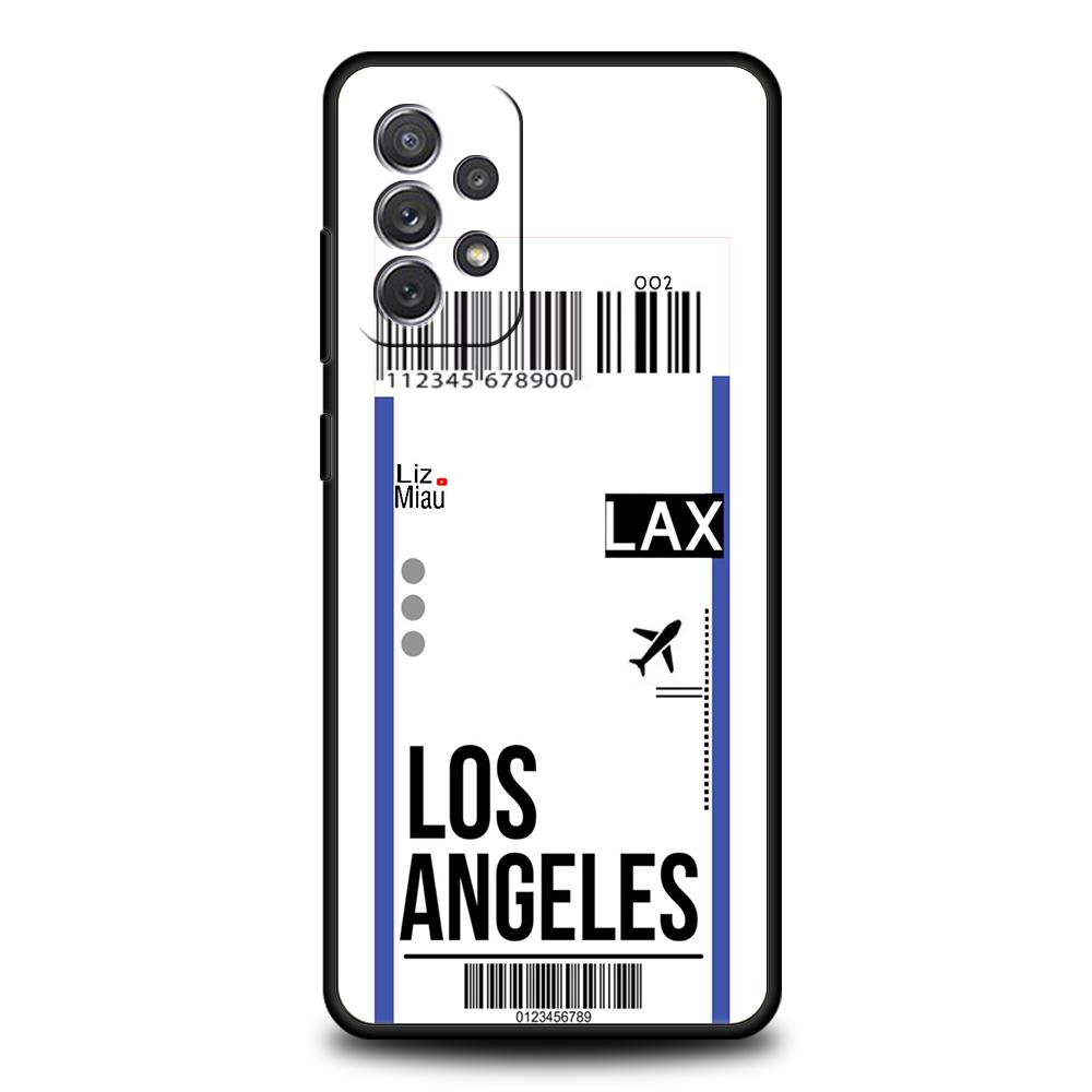 World Travel Ticket Seoul New York Phone Case for Samsung Galaxy A51 A71 A72 A73 A13 A23 A32 A33 A52 M31 M21 M22 A21S Soft Shell