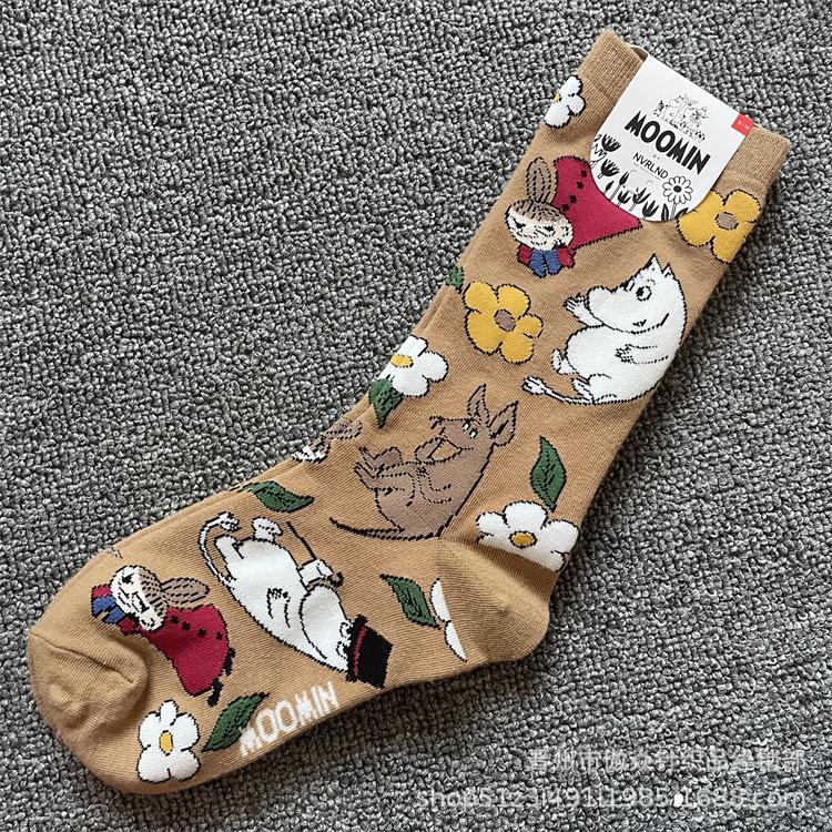 Calzini di Cotone alla Moda Moomin Cartone Animato a Metà Polpaccio - Stile Quattro Stagioni One Size (36-40)