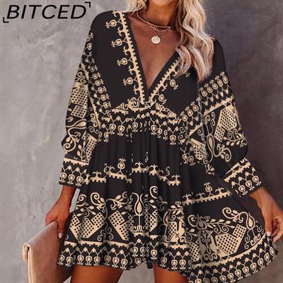 Women's Vintage Women's Dresses Loose Autumn Long Sleeve Casual
