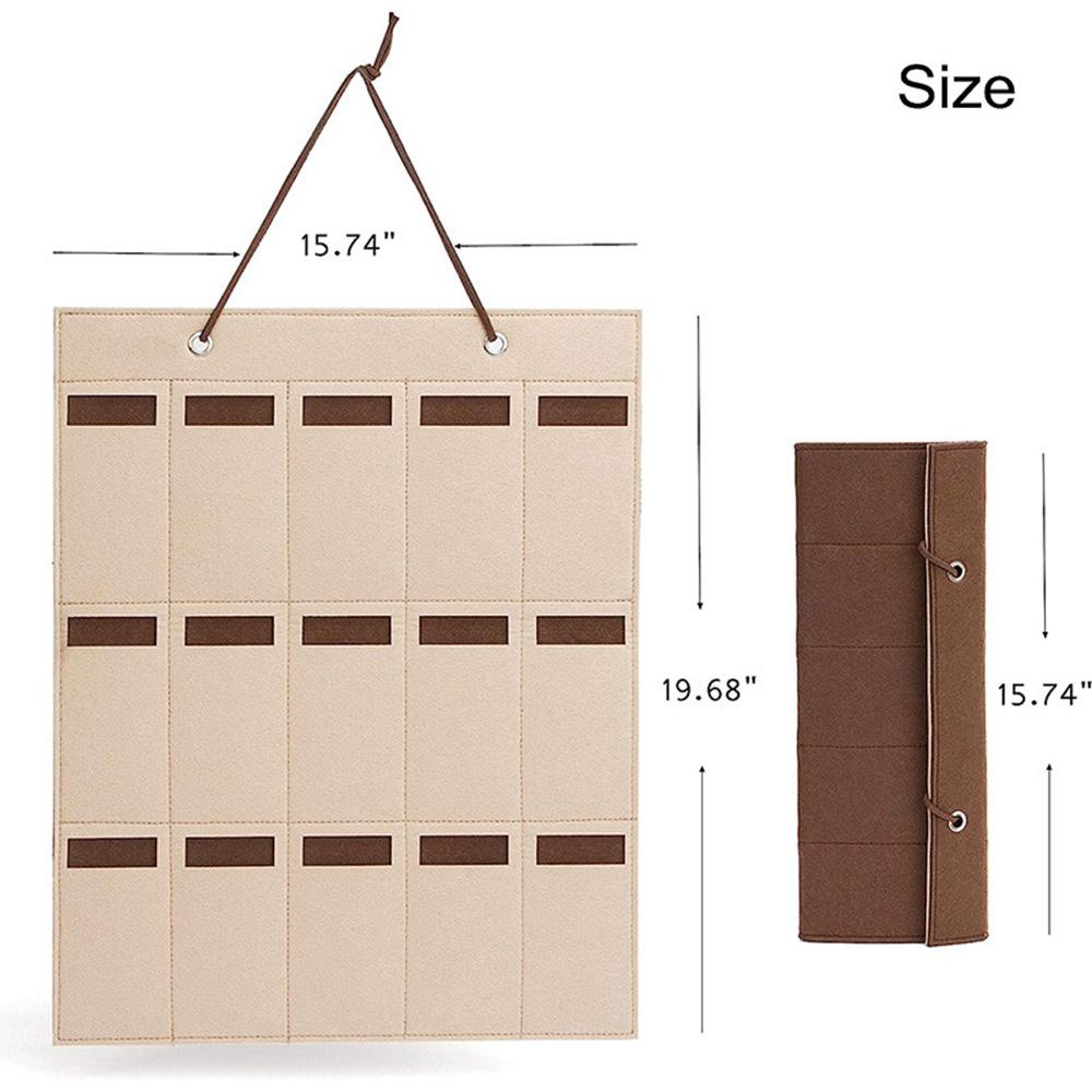 Sunglasses Felt Storage Hanging Bag Eyeglasses Hanging Display Rack Behind The Door Wall Storage Organizer With 15 Storage Slots Cup Holders 5