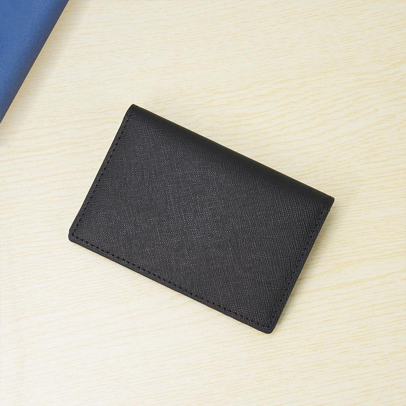 Customized Men's Genuine Leather RFID-Blocking Card Holder - Ultra-Thin Cowhide Crossgrain Design