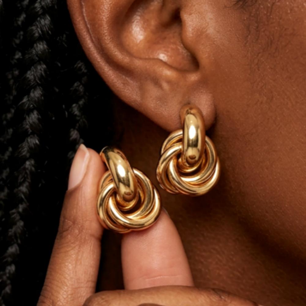 Twists Gold Silver Color Knot Hoop Korean Earrings for Women Shiny Plating Trendy Earring Butterfly Stud Cute Daily Jewelry
