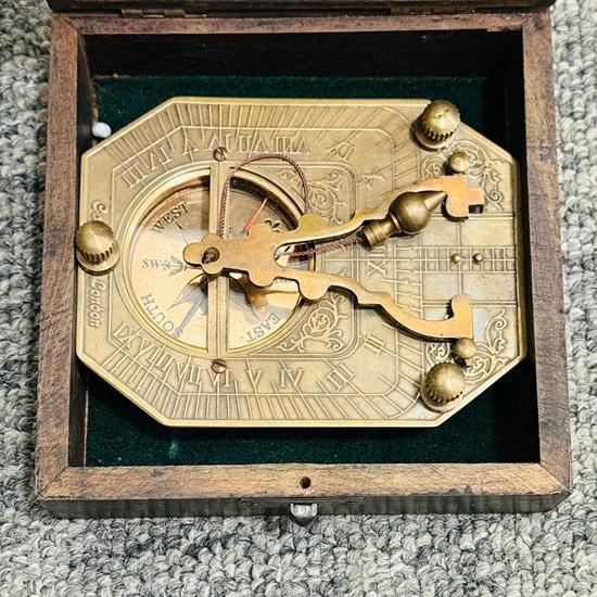 Nautical Sundial Engraved Gilbert Sons London Sundial Compass 2" Brass Uk seller
