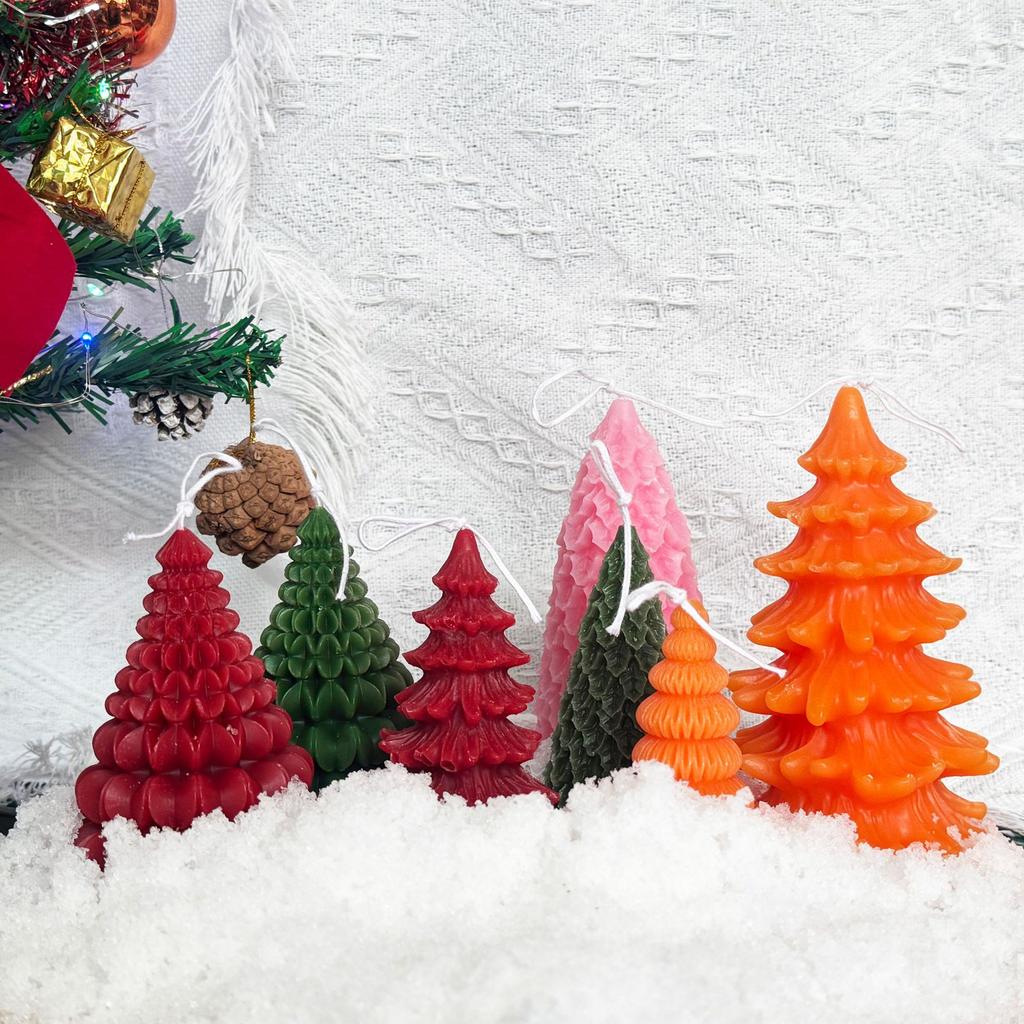 Christmas Macaron Colorful Creative Christmas Tree Shape Candle Christmas Gift Christmas Candle Candle Ornament