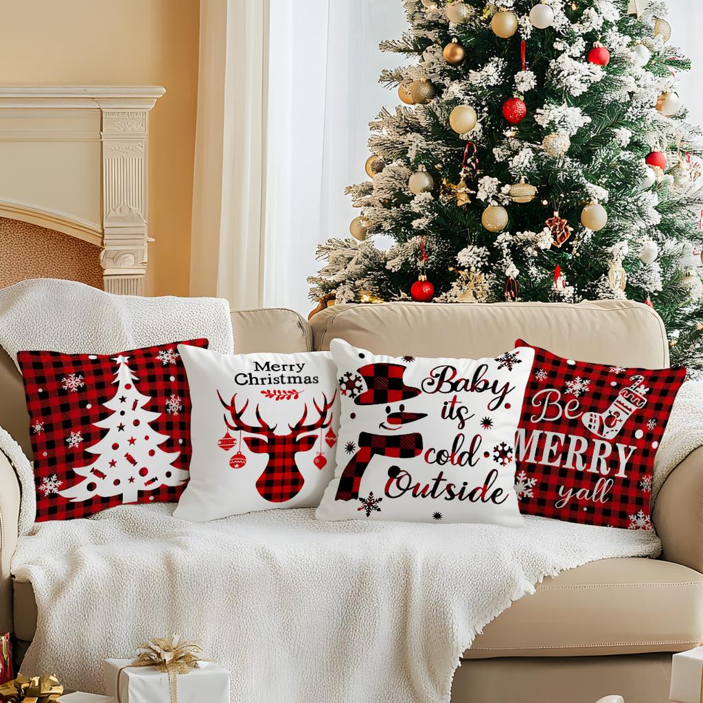 Country Style Christmas Pillowcase Printed Polyester 45x45cm Throw Pillowcover Decorative Sofa Cushion Pillowslip Home Decor