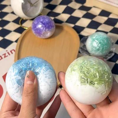 Powoli rosnąca, pęknięta kryształowa kula, squishy, zabawka fidget, tekstura pokruszonego lodu, ściskana piłeczka antystresowa, zabawka łagodząca stres i lęk