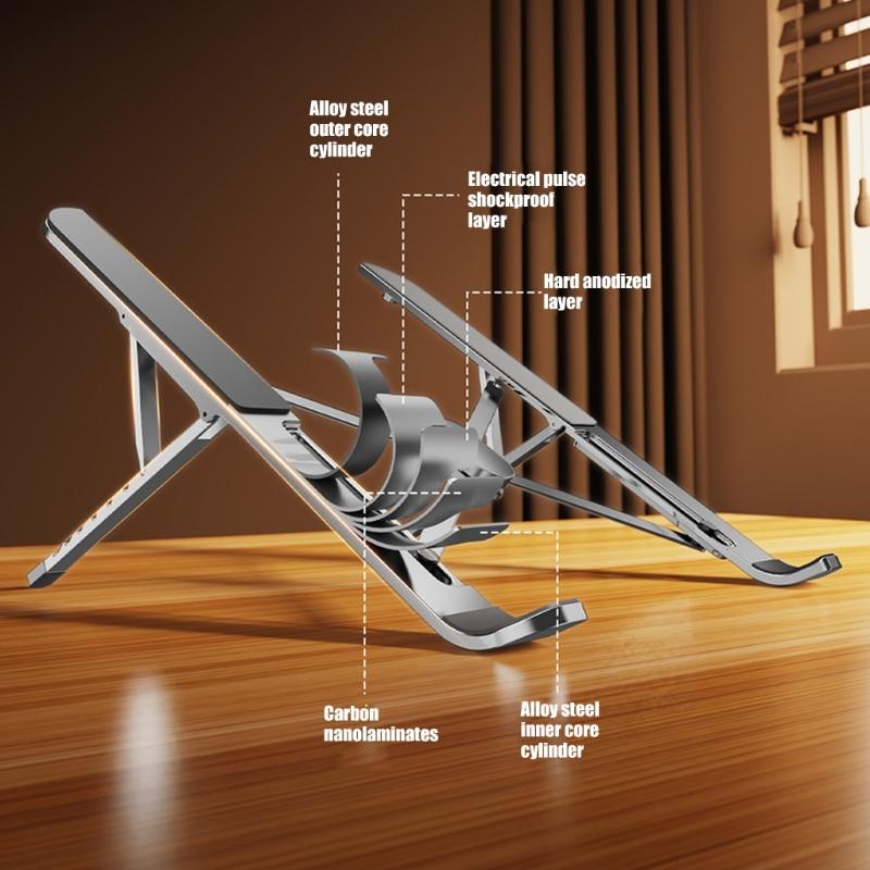 Portable Foldable Laptop Stand With 7 Adjustable Height For 17.3Inch Notebook Enhances Cooling And Ergonomic