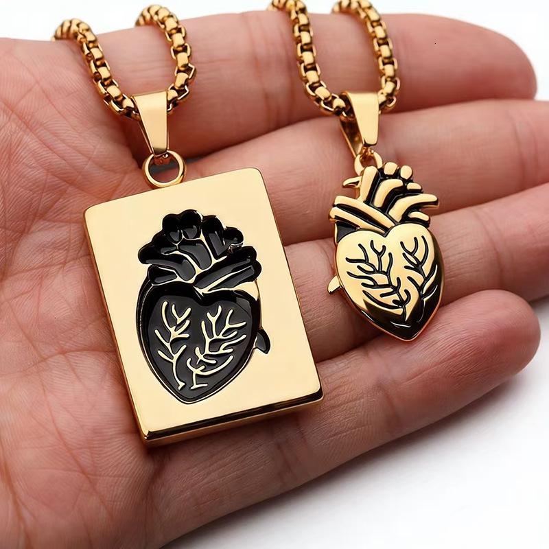 Hip Hop Trend Heart Styling Pendant Design Couple Necklace Holiday Commemorative Gift Accessories