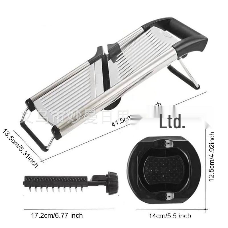 Stainless Steel Vegetable Slicer Set with Cut-Resistant Gloves & Cleaning Brush