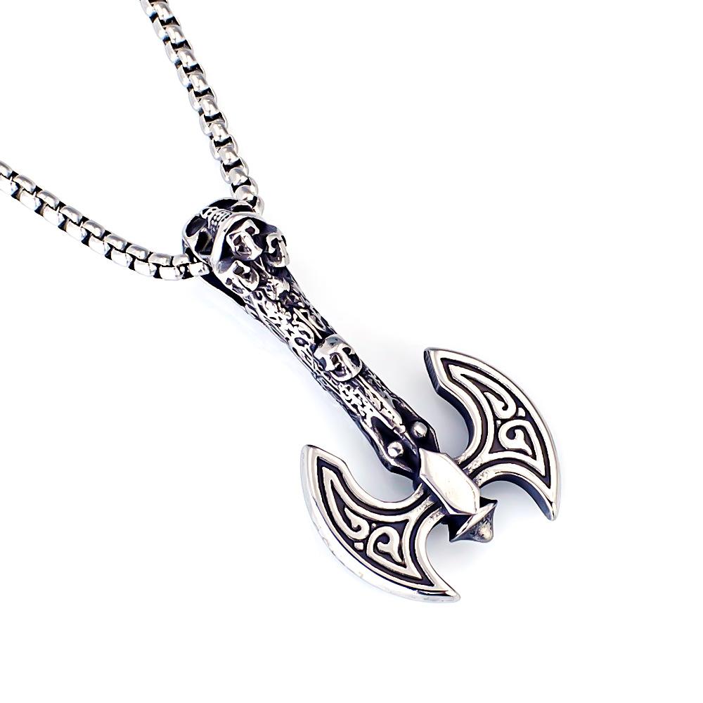 Viking Dragon Pattern Stainless Steel Necklace Bold Retro Fashion Jewelry