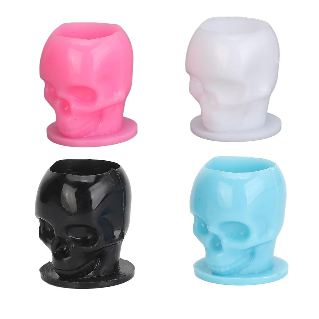 800 Stück Tattoo-Tintenbecher in Totenkopfform, 4 Farben, stabile Basis, verdicktes Einweg-Microblading-Pigment C